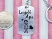 Legjobb Apa acél szögletes medálos kulcstartó