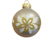 Kép 2/2 - Márvány arany üvegkarácsonyfadísz karácsonyi virág mintával, 8 cm-es üveg