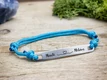 Kép 1/2 - Ígéret egyedi lapbetétes kék microcord karkötő