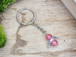 Kép 2/3 - Szeretlek Keresztapa rózsaszín angyal medálos kulcstartó