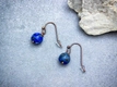 Kép 2/2 - Lápisz lazuli lógós réz drót fülbevaló 8mm