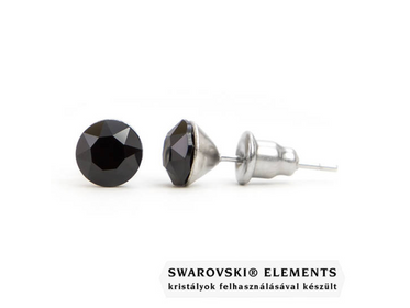 Jazzy fekete Swarovski® kristályos fülbevaló - Kerek Jet
