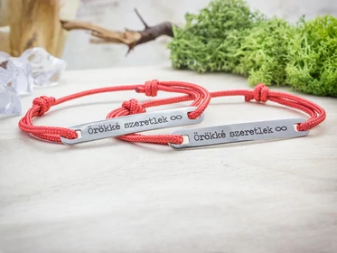 Örökké szeretlek vörös microcord páros karkötők