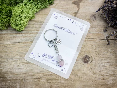 Szeretlek Mama kulcstartó rózsakvarccal