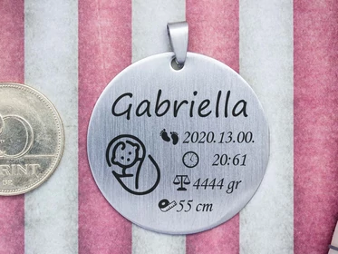 Baba emlékőrző acél kör medál