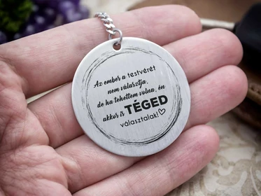 Téged választottalak Testvéremnek acél medálos kulcstartó