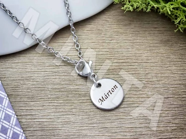 Gravírozható kerek charm medál nyakláncon