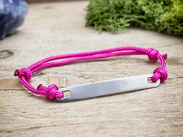 Ígéret egyedi lapbetétes pink microcord karkötő