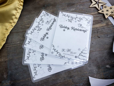 Boldog Karácsonyt fekete fehér üdvözlőkártya 5 dbos csomag