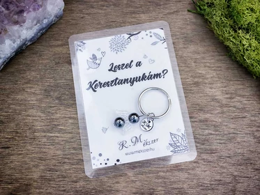 Leszel a Keresztanyukám kulcstartó hematittal