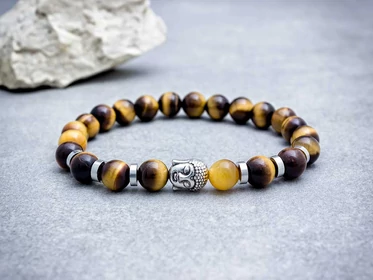 Fenséges tigrisszem Buddha ásvány karkötő