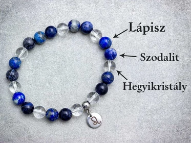 Oroszlán csillagjegy medálos ásvány karkötő
