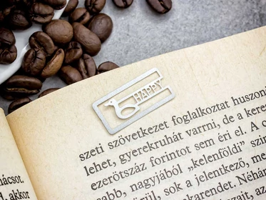 Boldog kacsa oldaljelölő acél könyvjelző