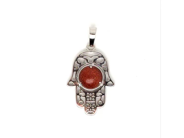 Fatima keze medál fémmel goldstone vörös 2x3cm