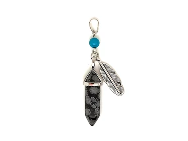 Vogel medál fém toll Obszidián hópehely 8x30mm