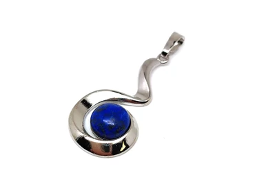Spirál medál fém Lapis lazuli 2x3,5cm
