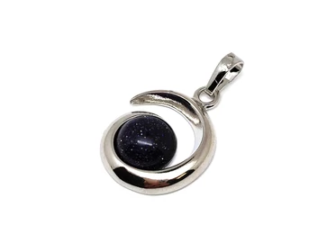 Spirál medál fém Goldstone kék 2cm