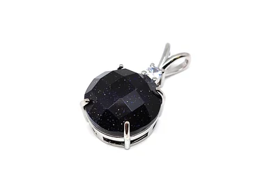 Kerek medál fém faz Goldstone kék 16mm