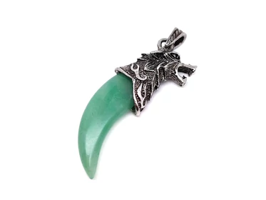 Karom fém farkas aventurin medál 2x5,5cm