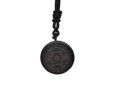 Kör metatron obszidián medál zsinóron 3,5cm