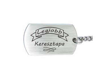 Legjobb Keresztapa acél szögletes medálos kulcstartó