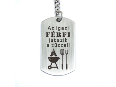 Az igazi férfi acél medálos kulcstartó
