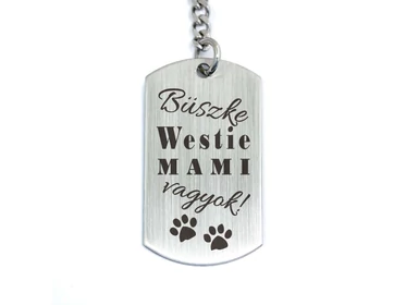 Büszke westie mami vagyok acél medálos kulcstartó