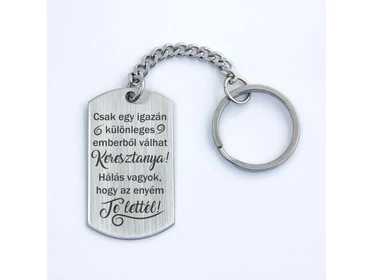 Te lettél a Keresztanyukám acél medálos kulcstartó