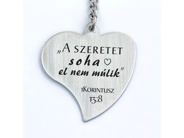 1Korintusz 13:8 acél medálos kulcstartó