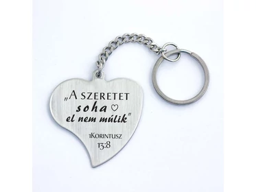 1Korintusz 13:8 acél medálos kulcstartó