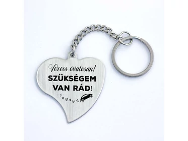 Vezess óvatosan acél medálos kulcstartó