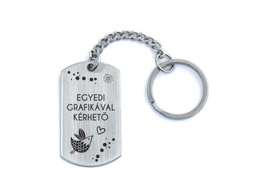 Személyre szabott feliratos téglalap medálos kulcstartó