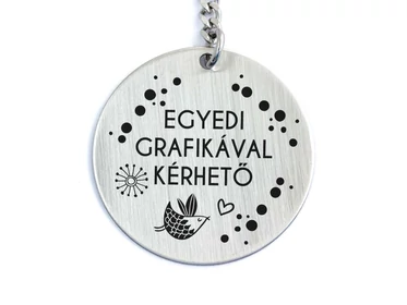 Személyre szabott feliratos kör medálos kulcstartó