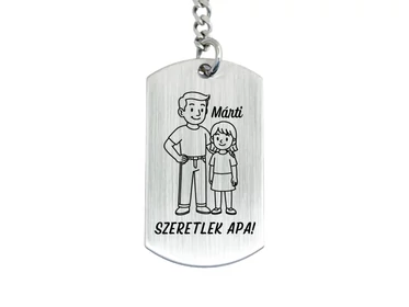 Szeretlek Apa gravírozott acél kulcstartó lánygyermek nevével
