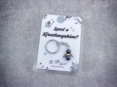 Leszel a Keresztanyukám kulcstartó hematittal