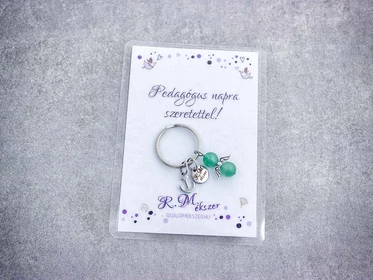 Pedagógus napra kulcstartó aventurinnal