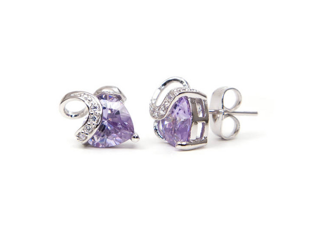 Aurora Swarovski kristályos szív alakú fülbevaló - Lila