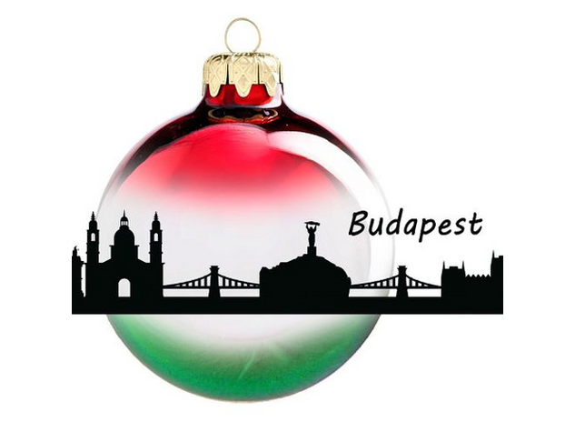 Budapest piros/fehér/zöld 8cm - Karácsonyfadísz