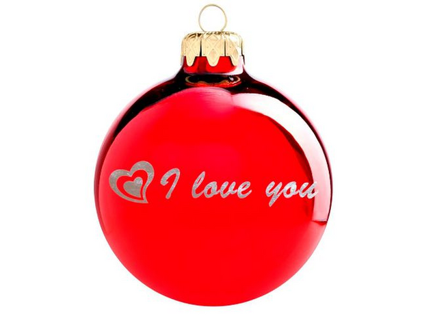 I love you fényes piros ezüst nyomással 8cm - Karácsonyfadísz