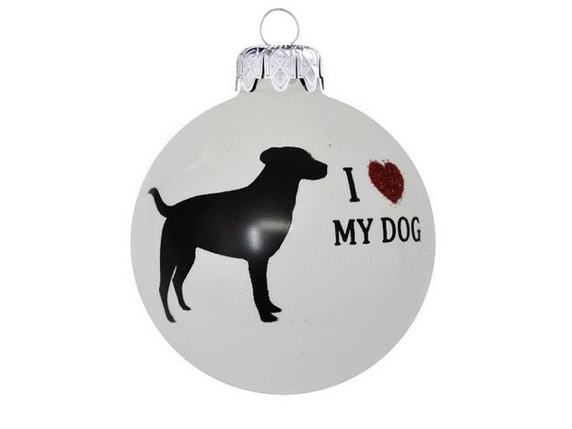 I "Love" My dog fehér 8cm - Karácsonyfadísz