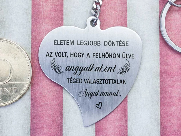 Téged választottalak Anyukámnak acél medálos kulcstartó