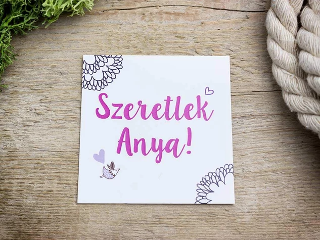 Szeretlek Anya rusztikus rózsakvarc ásvány karkötő
