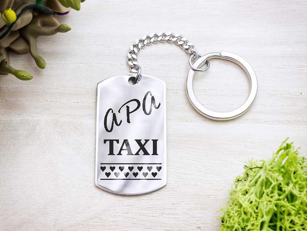 Apa taxi bérlet acél medálos kulcstartó