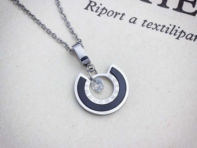 Roman Numerals cirkónia kristályos acél nyaklánc
