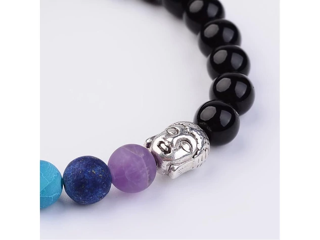 Buddha medálos csakra ásvány karkötő