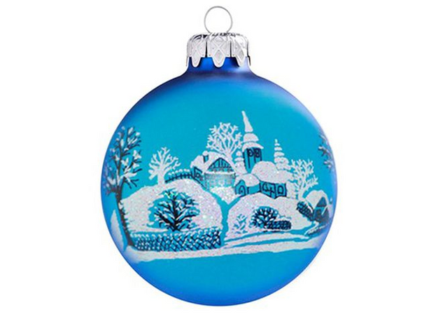 Jeges falu TR matt kék 8cm - Karácsonyfadísz