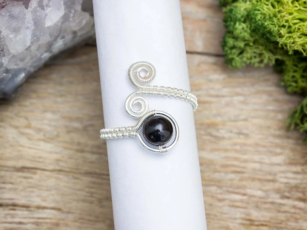 Ónix ezüst színű drót gyűrű