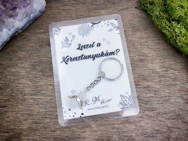 Leszel a Keresztanyukám kulcstartó rózsakvarccal