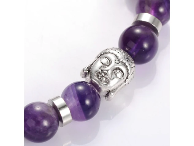 Ametiszt Buddha ásvány karkötő