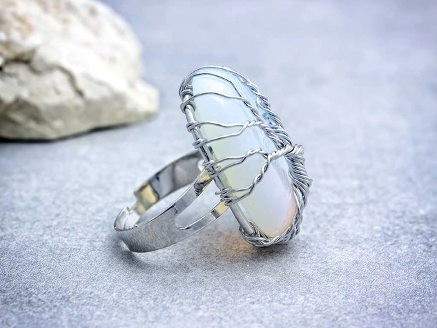 Életfa opalit ezüst színű gyűrű